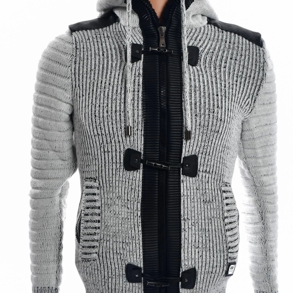 FAUX LEATHER TOGGLE FRONT SWEATER HOODIE